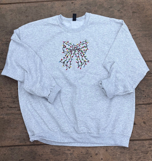 Christmas Light Bow Crewneck