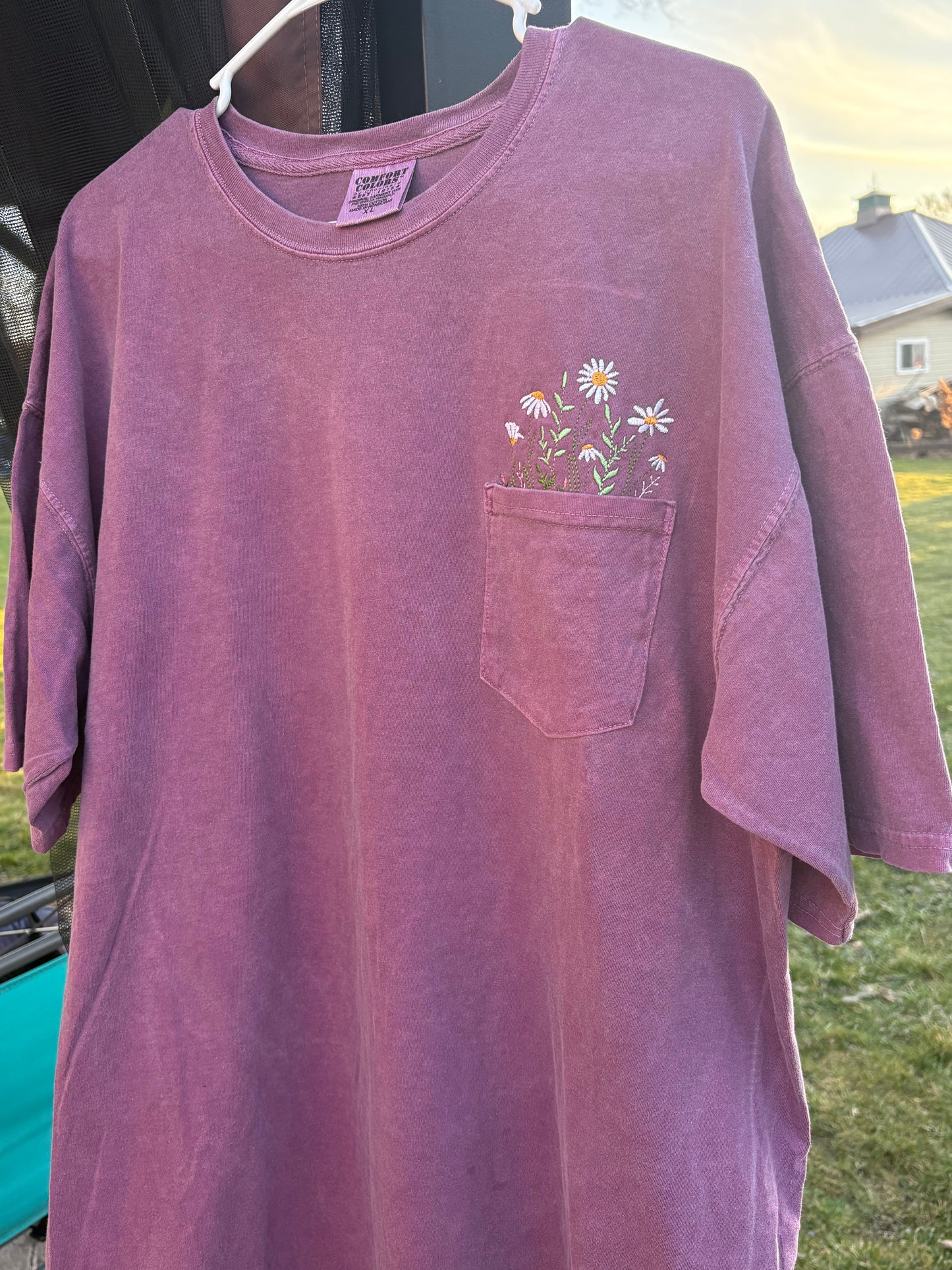 Comfort Colors Floral Pocket-T