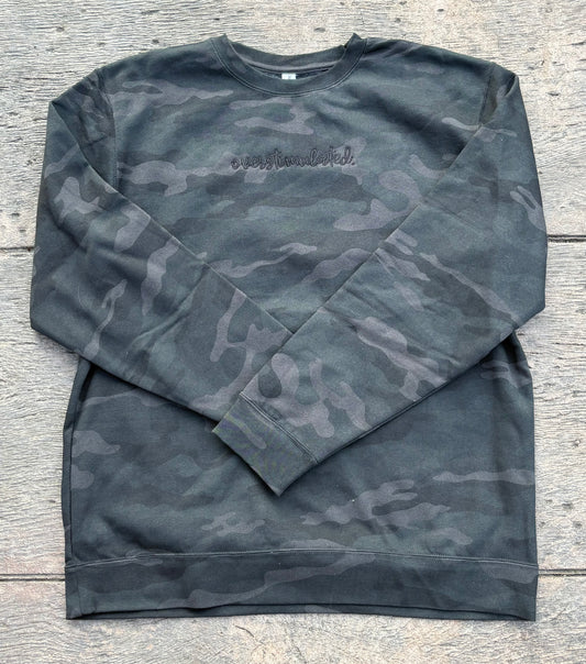 “Overstimulated” Camo Crewneck