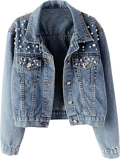 Embroidered "Pearl" Jean Jacket