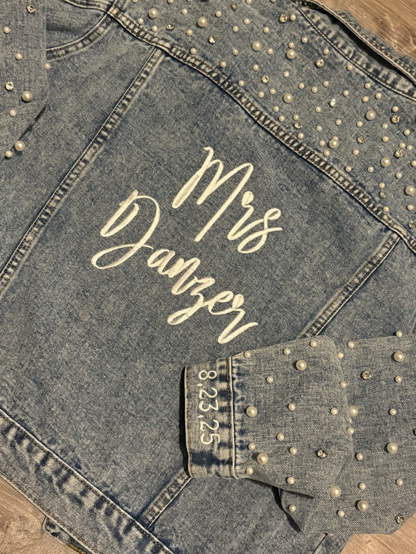 Embroidered "Pearl" Jean Jacket