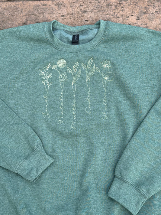 Birth Flower w/ Name Crewneck or T-shirt